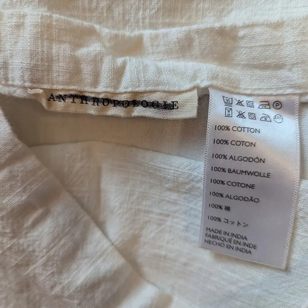 Anthropologie Tasseled Araya White + Gold Sham - New